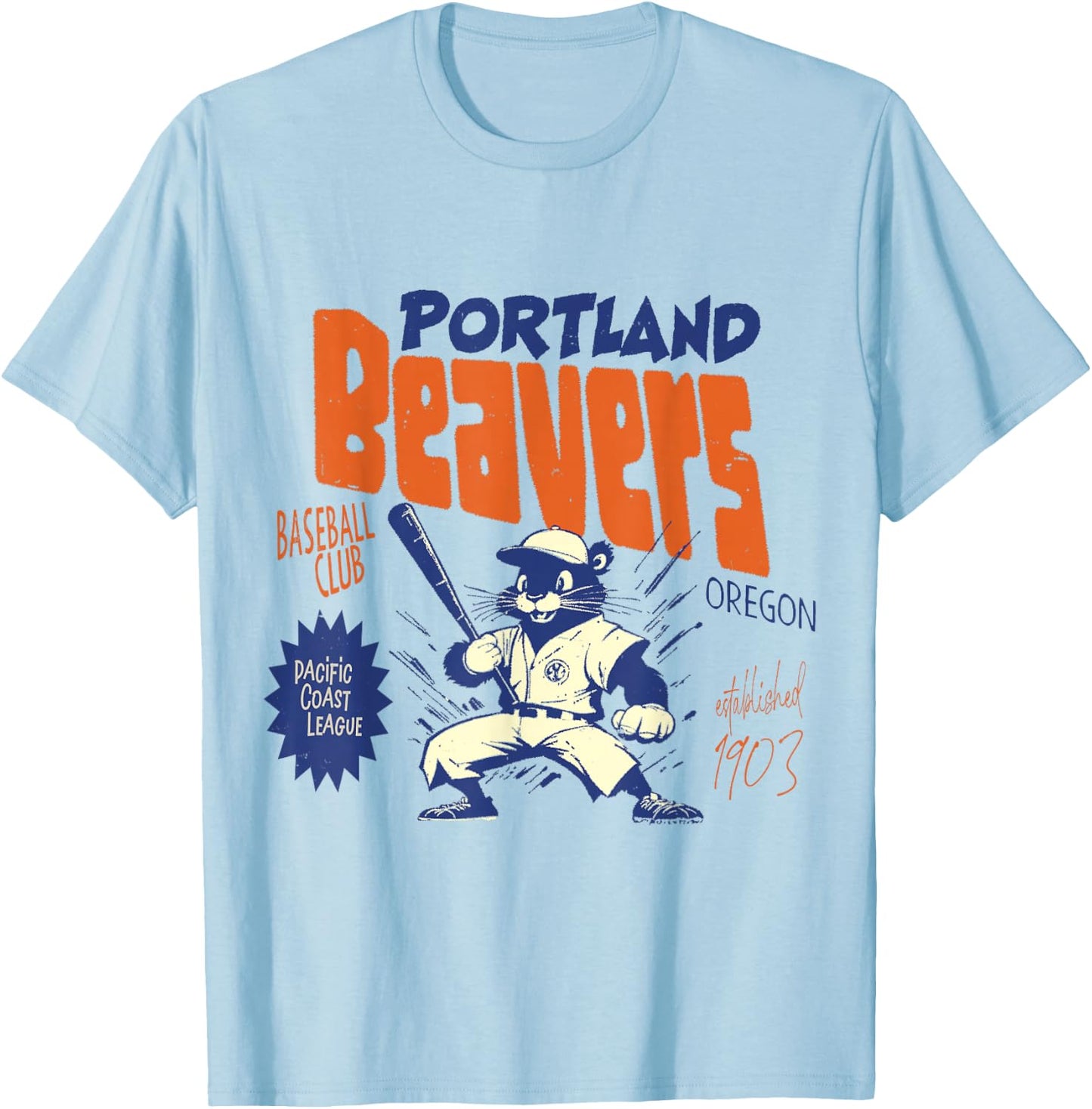 Portland Beavers Baseball Team 1903 T-Shirt - T-Shirt | Light Blue