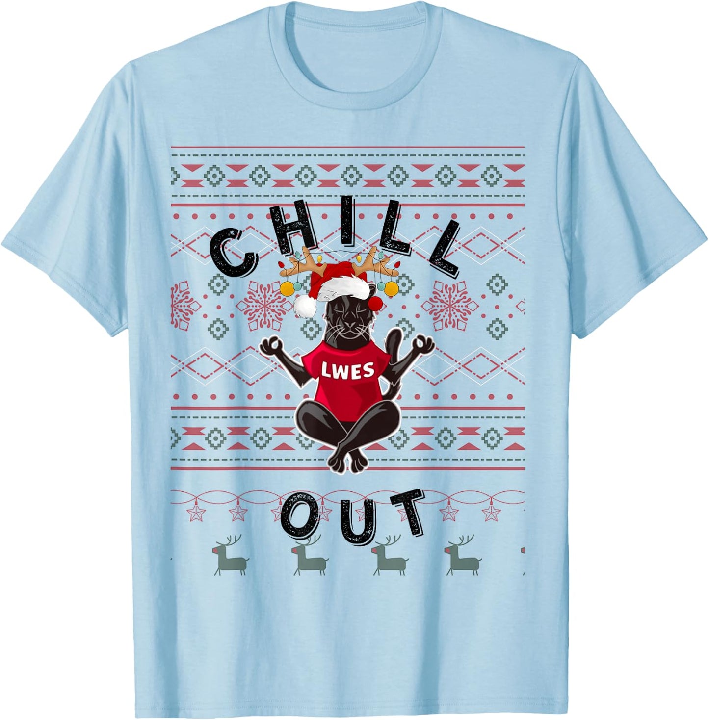 LWES Zen Panther, Ugly Sweater T-Shirt - T-Shirt | Light Blue