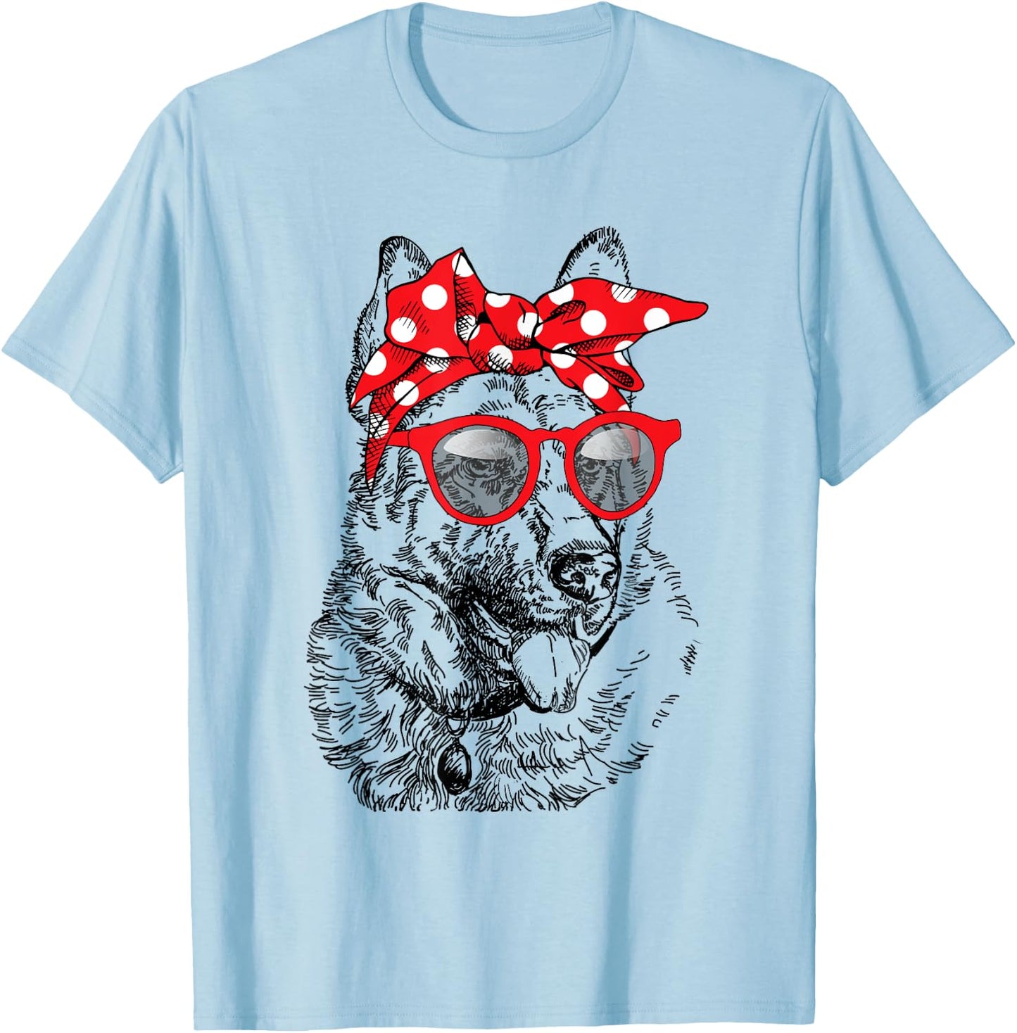 German Shepherd Dog Mom Bandana Sunglasses Mother's Day T-Shirt - T-Shirt | Light Blue