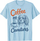 Coffee and Cavalier King Charles Spaniel Dog Owner Mom Dad T-Shirt - T-Shirt | Light Blue