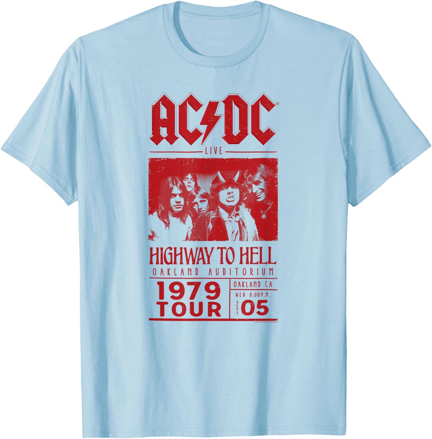 ACDC Live Oakland Auditorium Rock Music Band , gray T-Shirt - T-Shirt | Light Blue