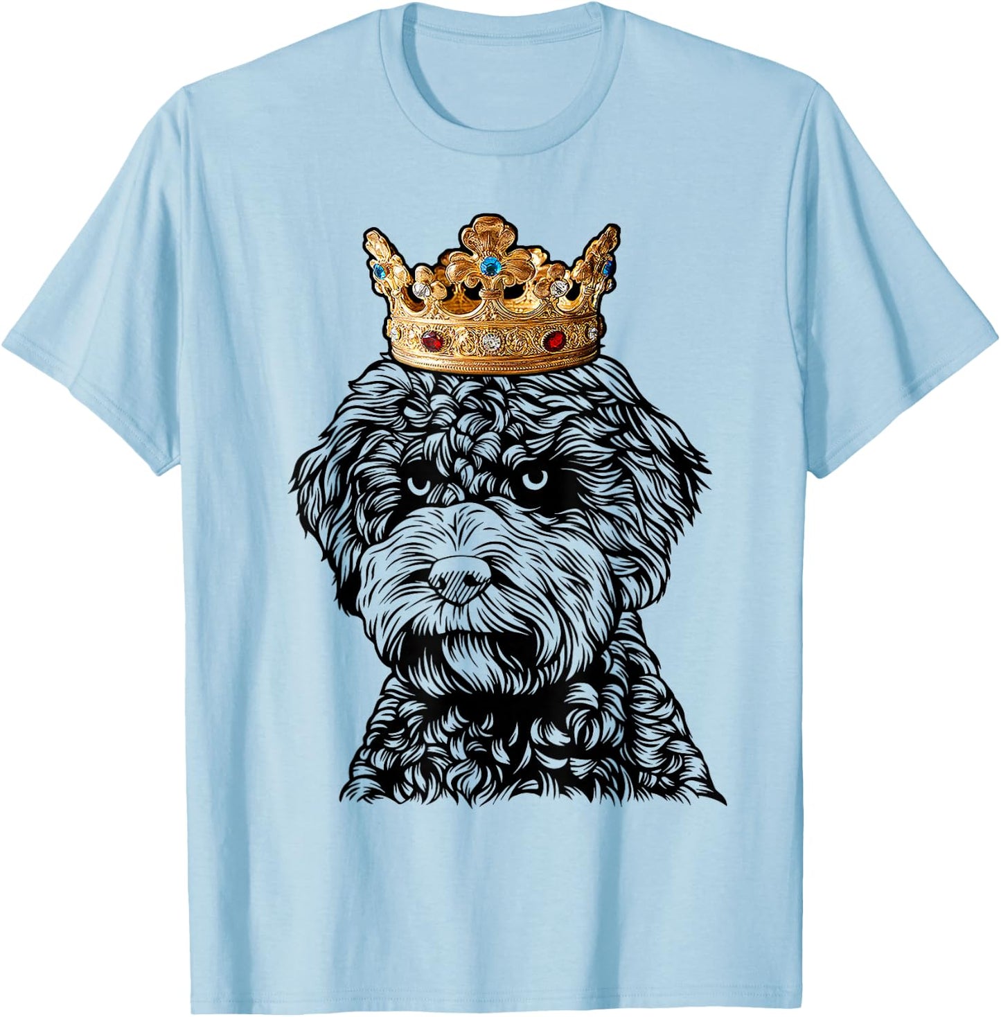 Lagotto Romagnolo Dog Wearing Crown T-Shirt - T-Shirt | Light Blue