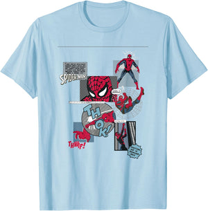Marvel Comics Spider-Man Classic Comic Book Collage T-Shirt - T-Shirt | Light Blue
