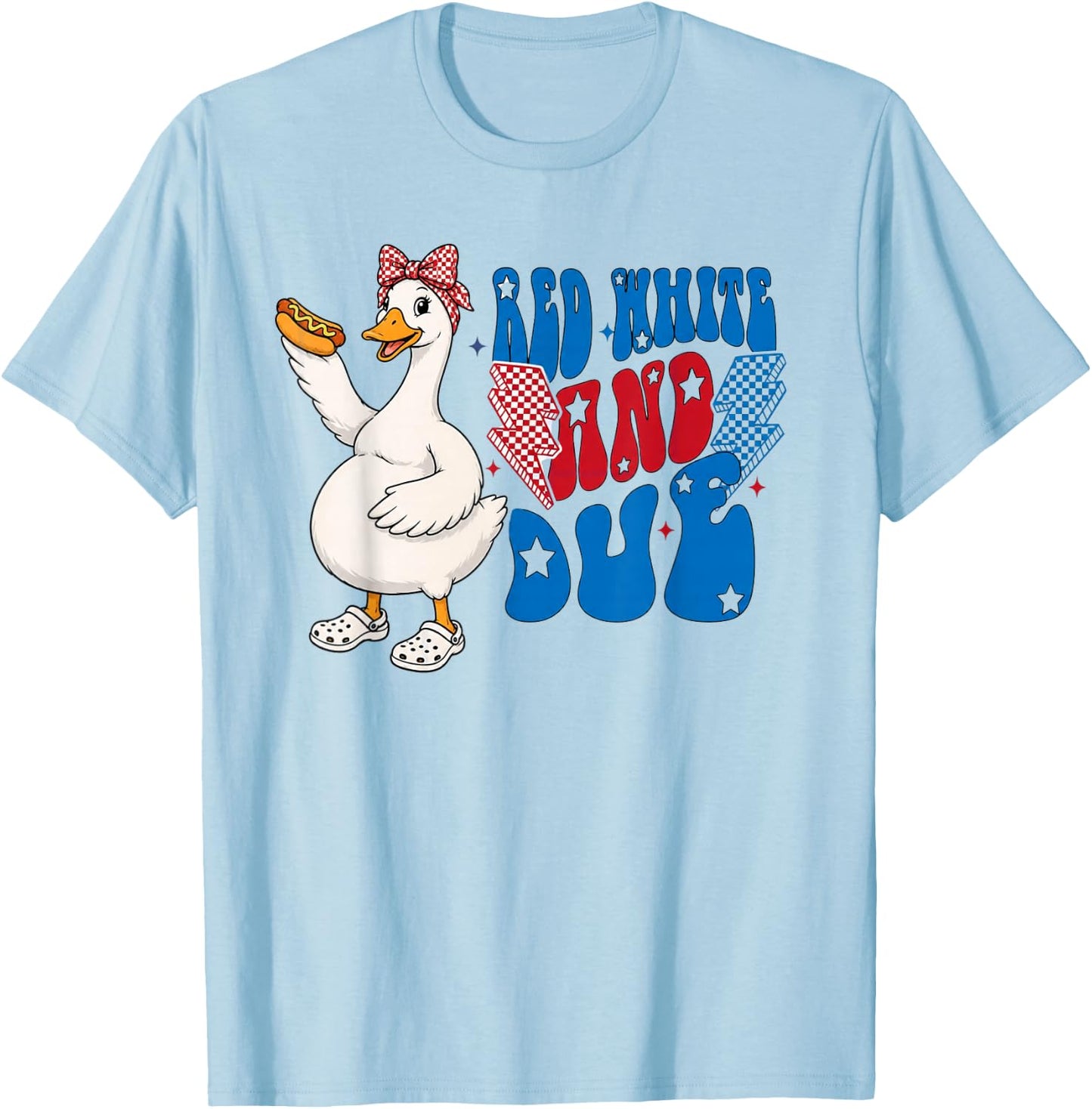 Red White, and Due Goose Pregnant 4th July Baby Reveal T-Shirt - T-Shirt | Light Blue