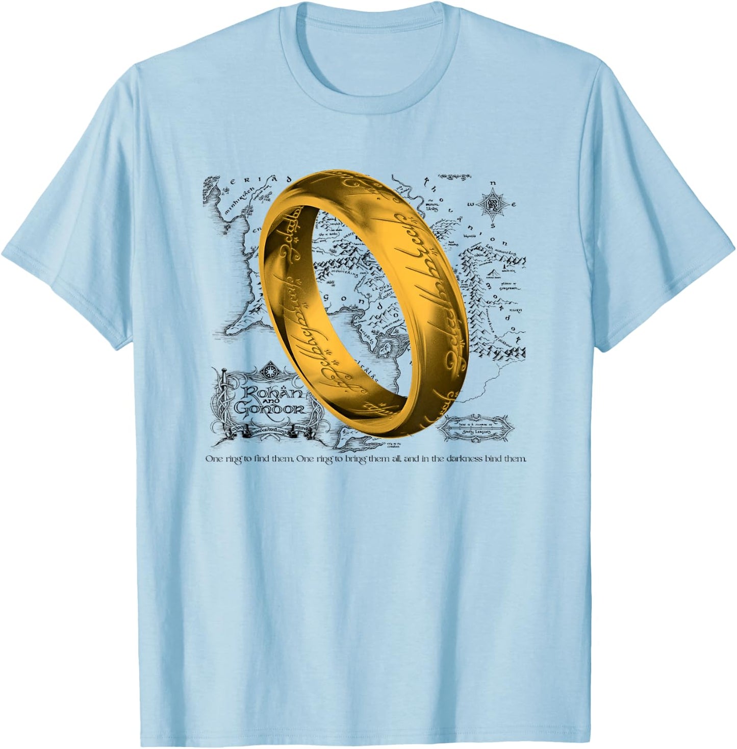 Lord of the Rings Map Ring T-Shirt - T-Shirt | Light Blue