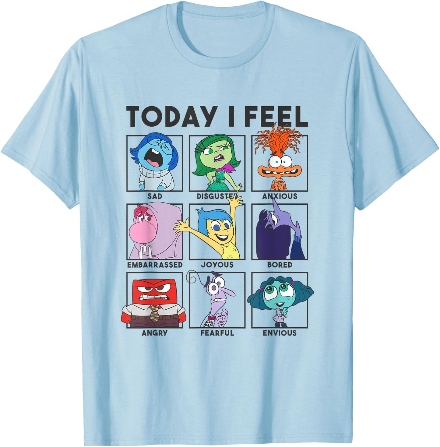 Disney Pixar Inside Out 2 Today I Feel... Emotions Panels , White T-Shirt - T-Shirt | Light Blue
