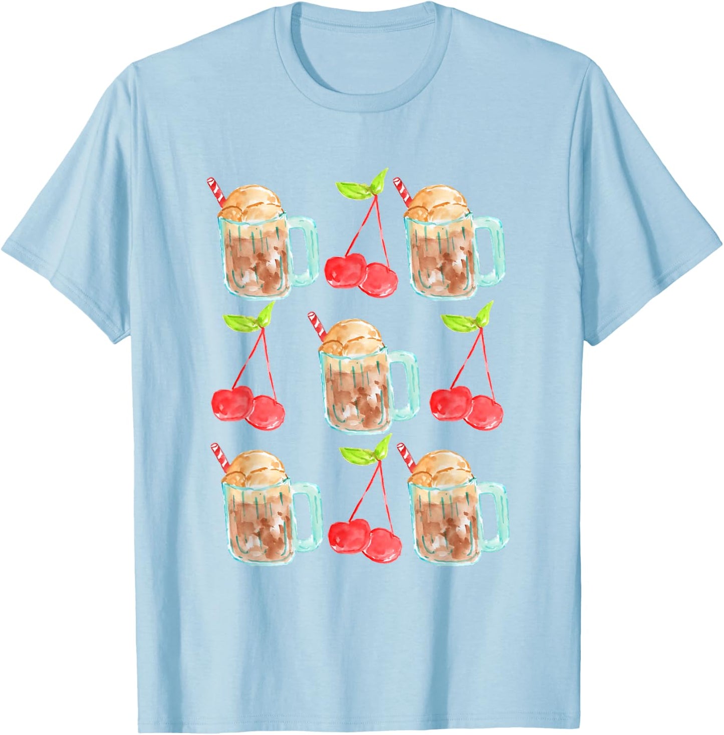 Root beer float cherry Rootbeer rebel floats aesthetic T-Shirt - T-Shirt | Light Blue