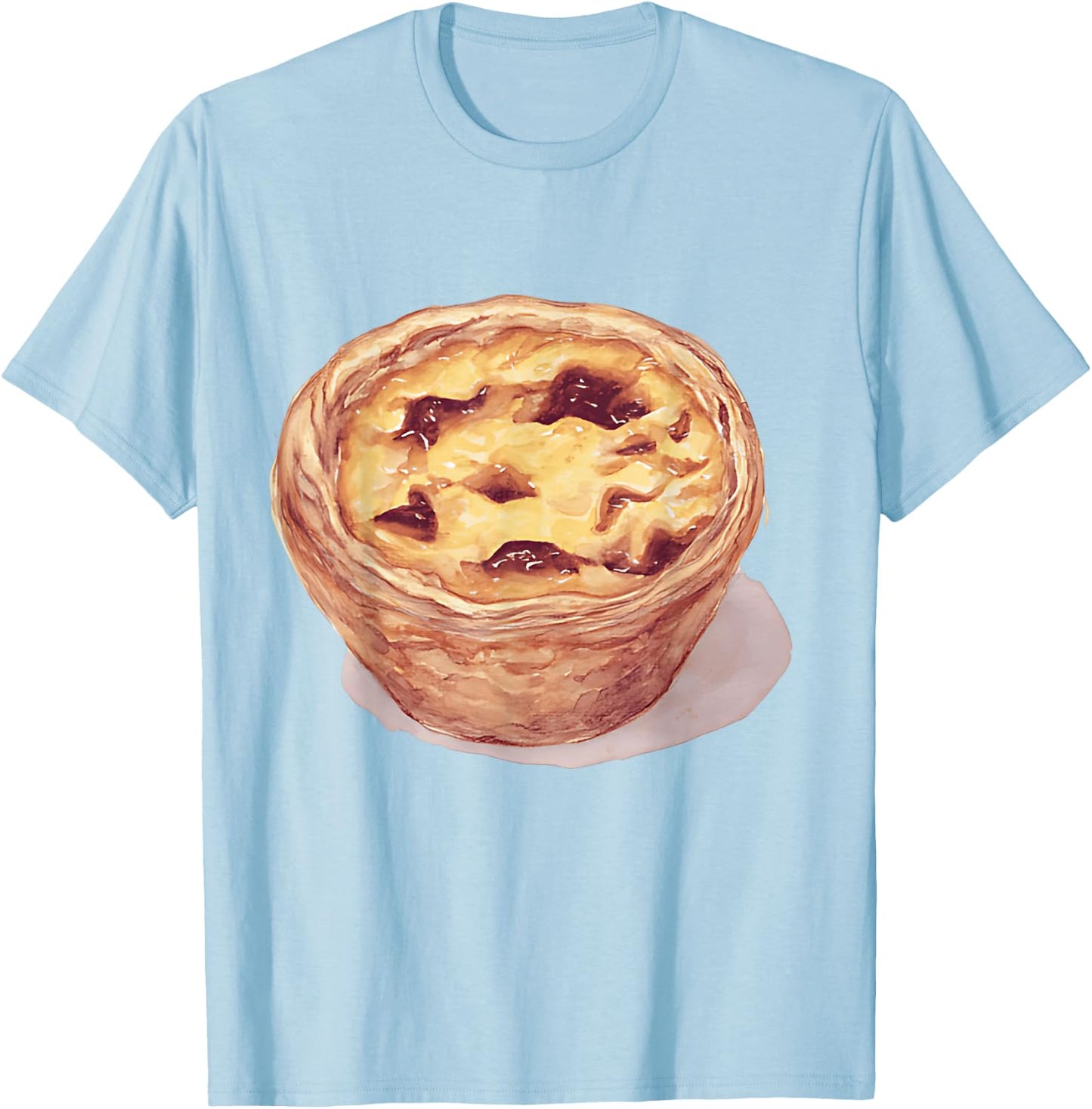 Delicious Portuguese Egg Pie Pastel De Nata , white, S T-Shirt - T-Shirt | Light Blue