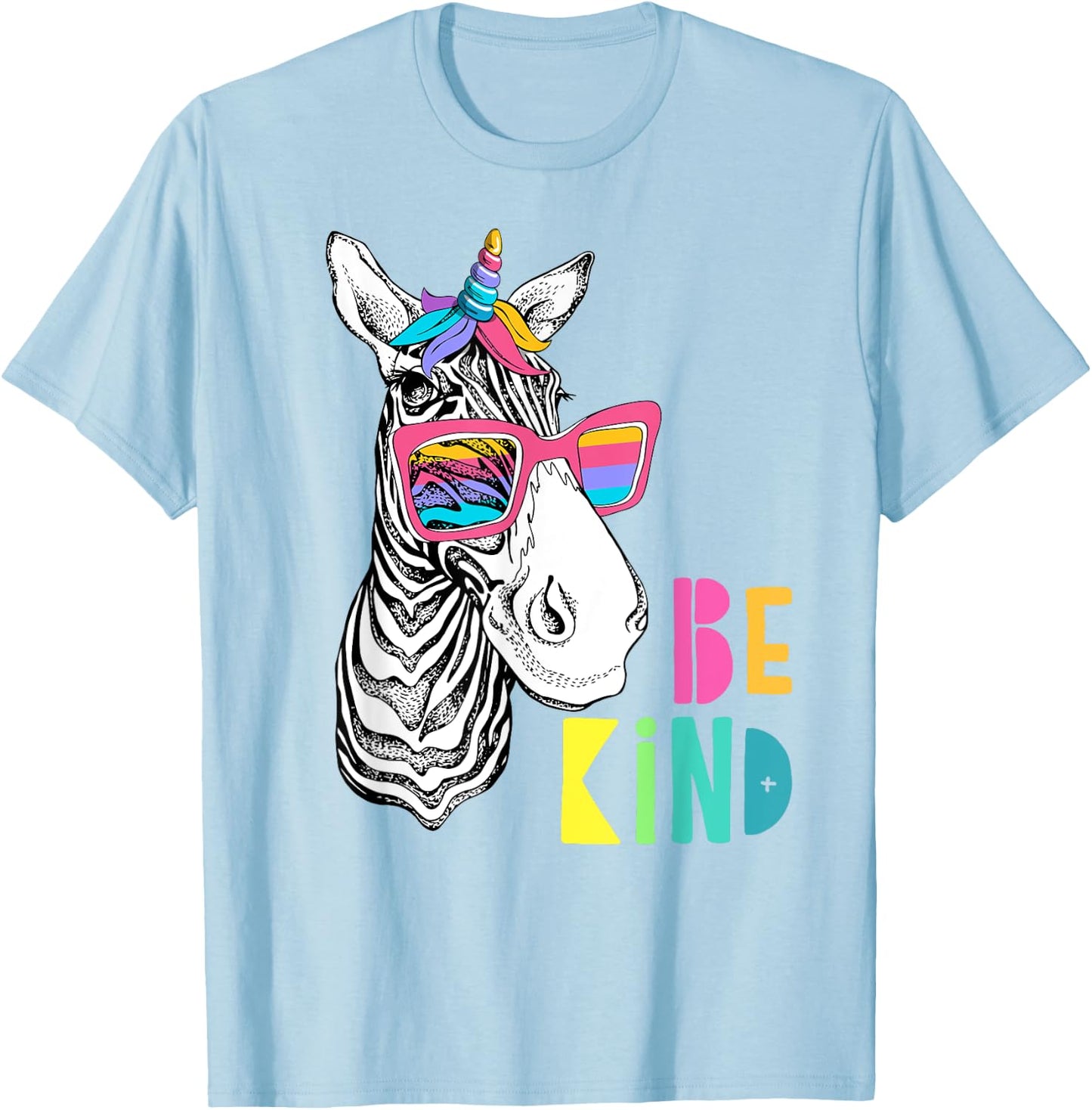 Be Kind - Choose Kindness Anti Bullying Cute Zebra Unicorn T-Shirt - T-Shirt | Light Blue