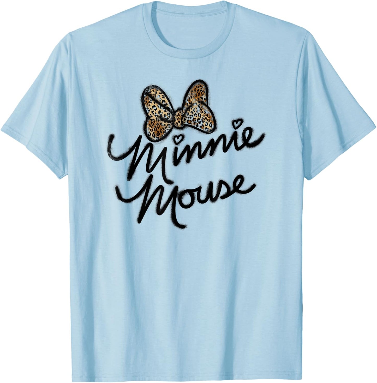 Minnie Mouse Autograph with Leopard Bow T-Shirt - T-Shirt | Light Blue