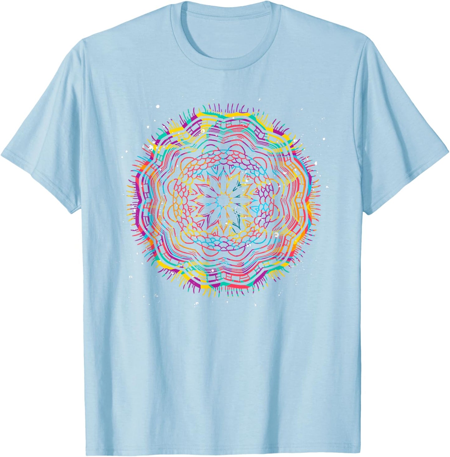 Bohemian Fractal Geometry Yogi Spiritual Mandala T-Shirt - T-Shirt | Light Blue