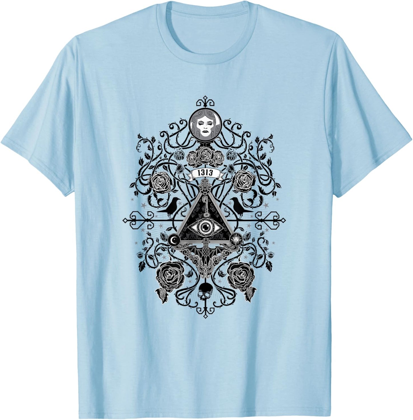 The Haunted Mansion 1313 Disneyland DR All Seeing Eye Symbol T-Shirt - T-Shirt | Light Blue