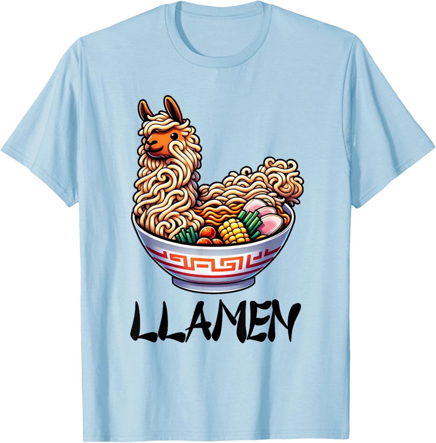 Llamen Noodles Chinese Food Alpaca Llama Lover T-Shirt - T-Shirt | Light Blue