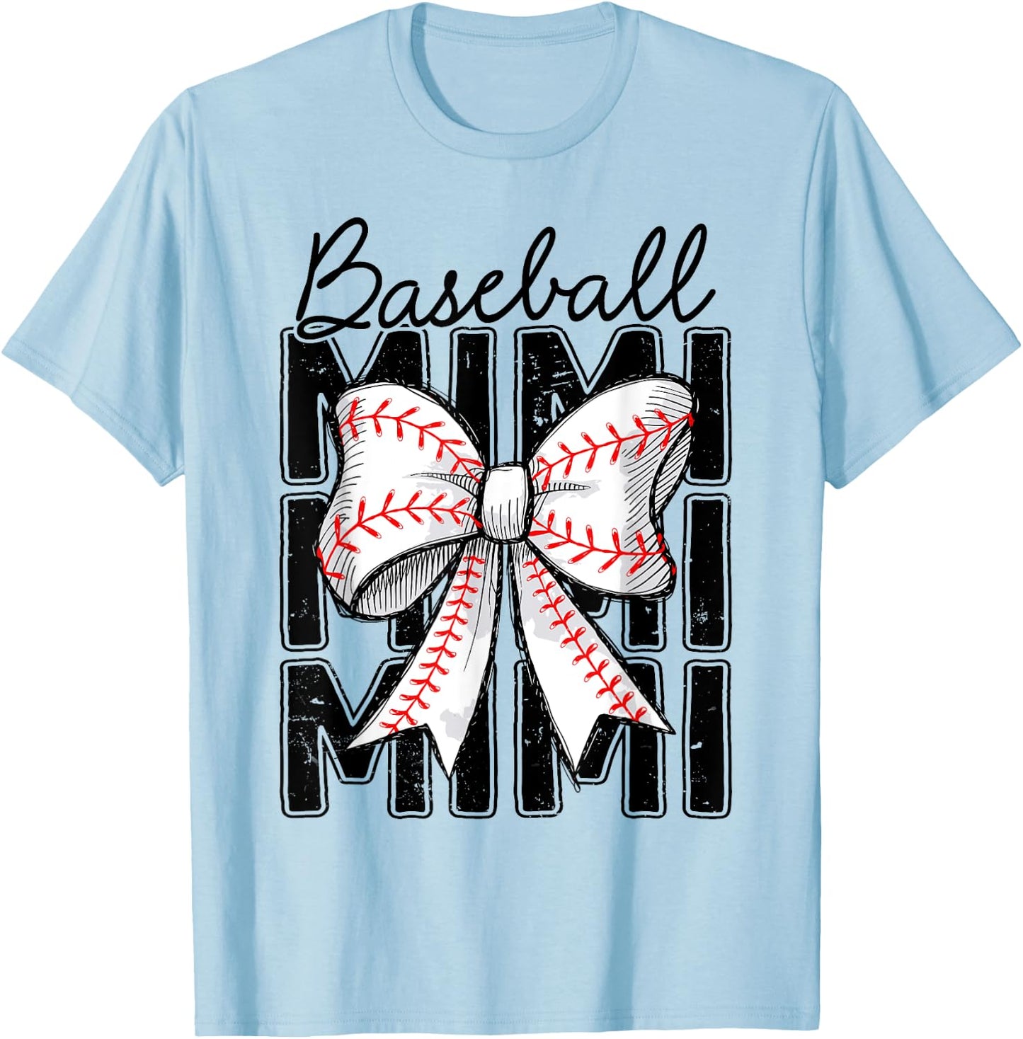 Baseball Mimi Coquette Bow Baseball Lover Game Day Women T-Shirt - T-Shirt | Light Blue