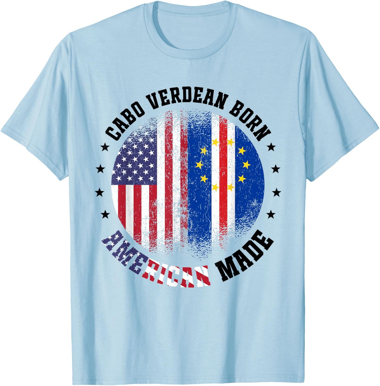 Cabo Verdean Flag American US Flag Outfit for Cabo Verde T-Shirt - T-Shirt | Light Blue