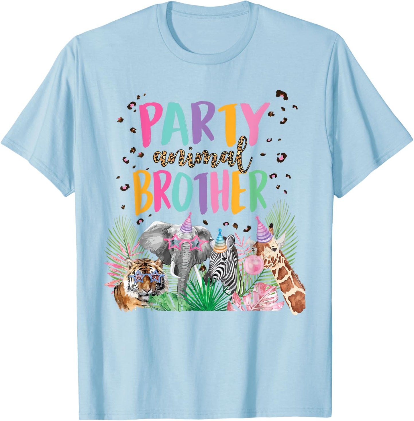 Brother Of The Birthday Boy Girl Zoo Theme Animal Party T-Shirt - T-Shirt | Light Blue