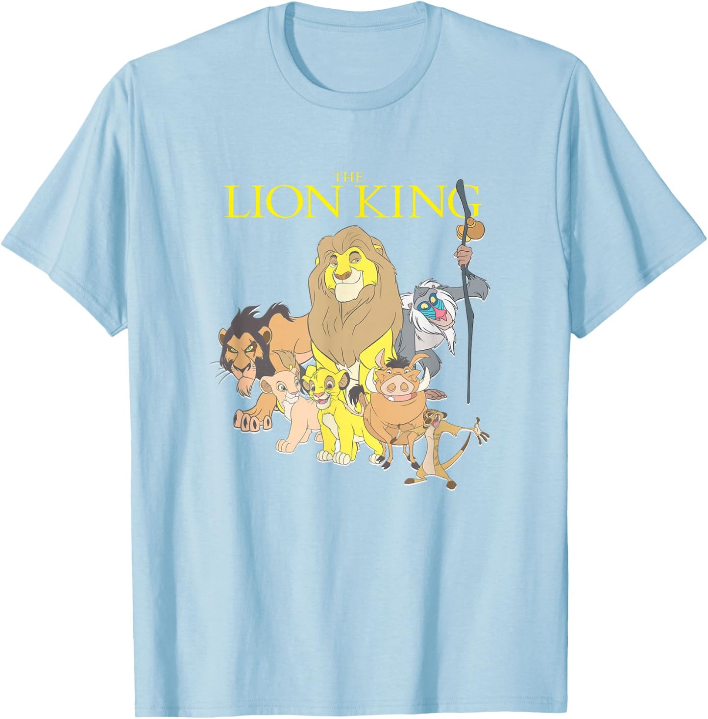 Disney The Lion King Main Characters Group Shot Chest Poster T-Shirt - T-Shirt | Light Blue