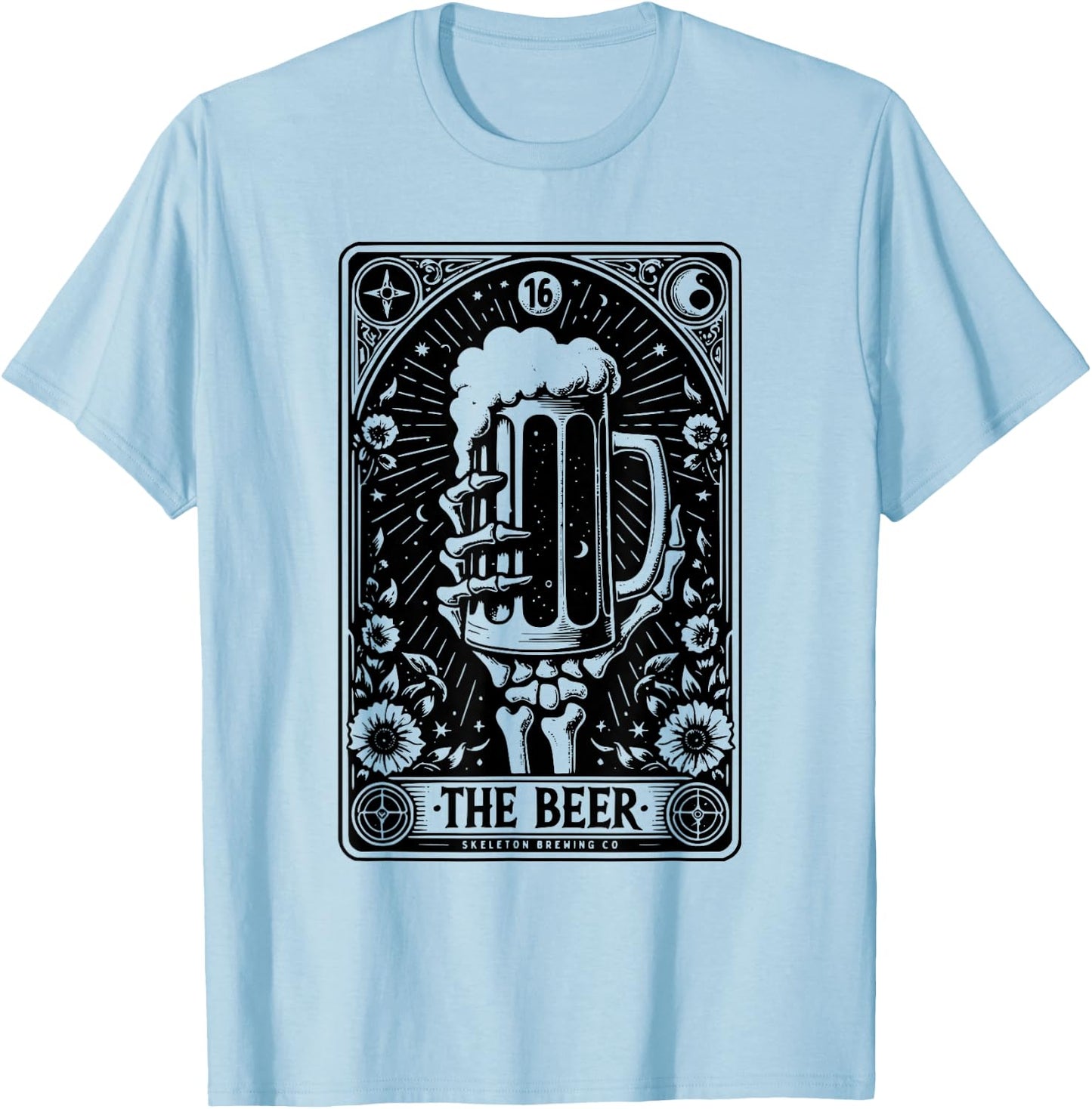 Tarot Card The Beer Beer Skeleton Beer Glass Tarot Cards T-Shirt - T-Shirt | Light Blue