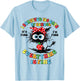 I Survived 100 Days Of School Everything Is Fine Black Cat T-Shirt - T-Shirt | Light Blue