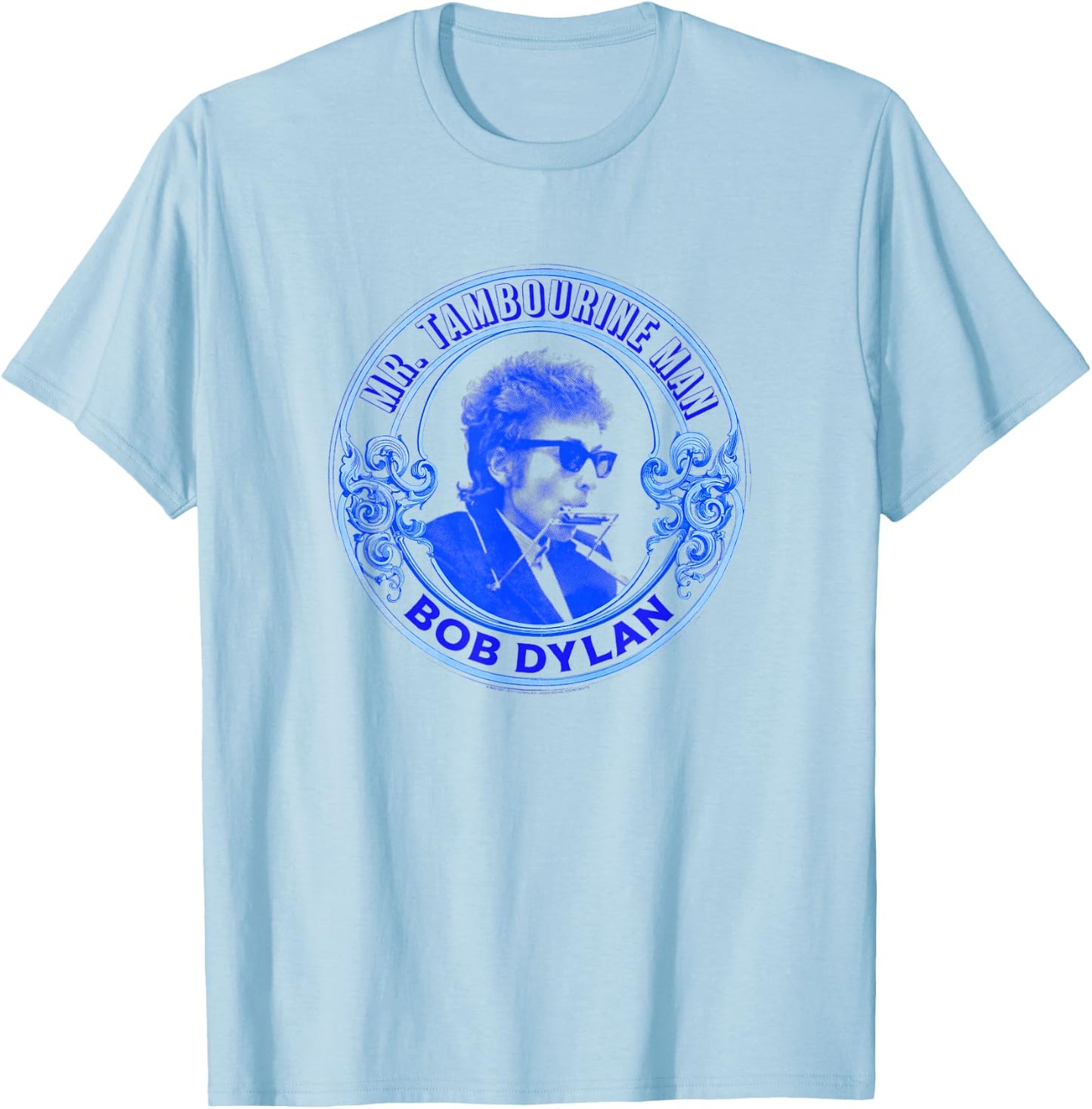 Bob Dylan Mr. Tambourine Man Official , white, S T-Shirt - T-Shirt | Light Blue