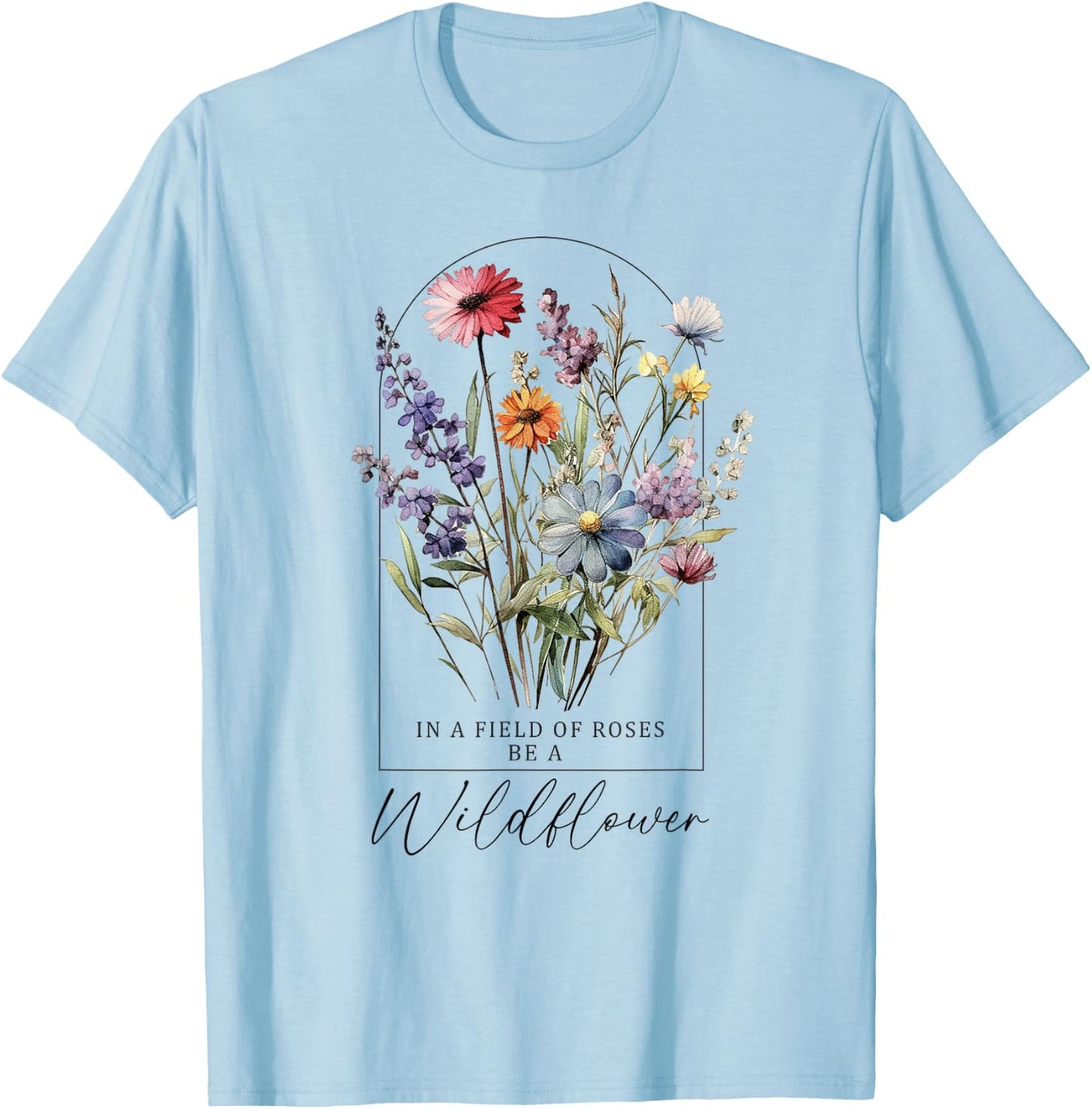 Summer Floral Graphic Gardening Blooming Flowers Wild Flower T-Shirt - T-Shirt | Light Blue
