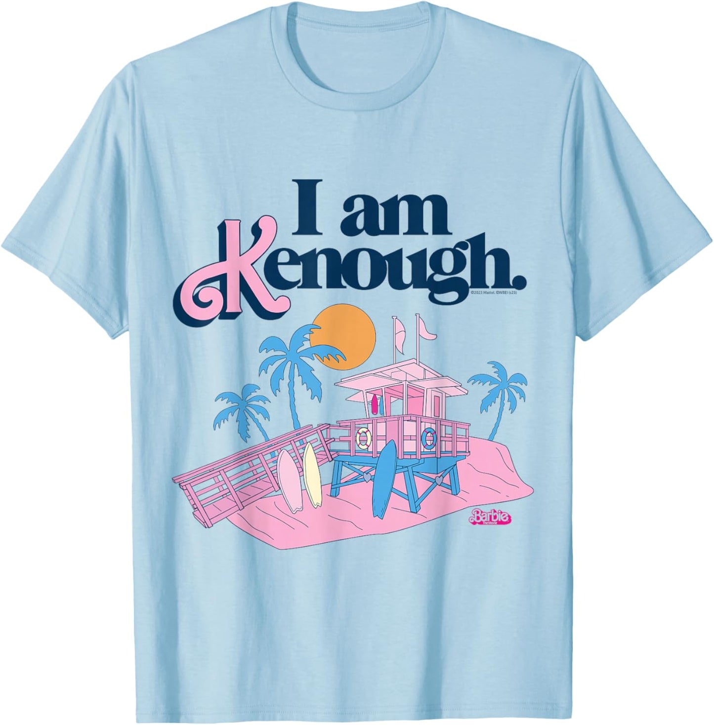 Barbie The Film I Am Kenough Lifeguard Stand , White T-Shirt - T-Shirt | Light Blue