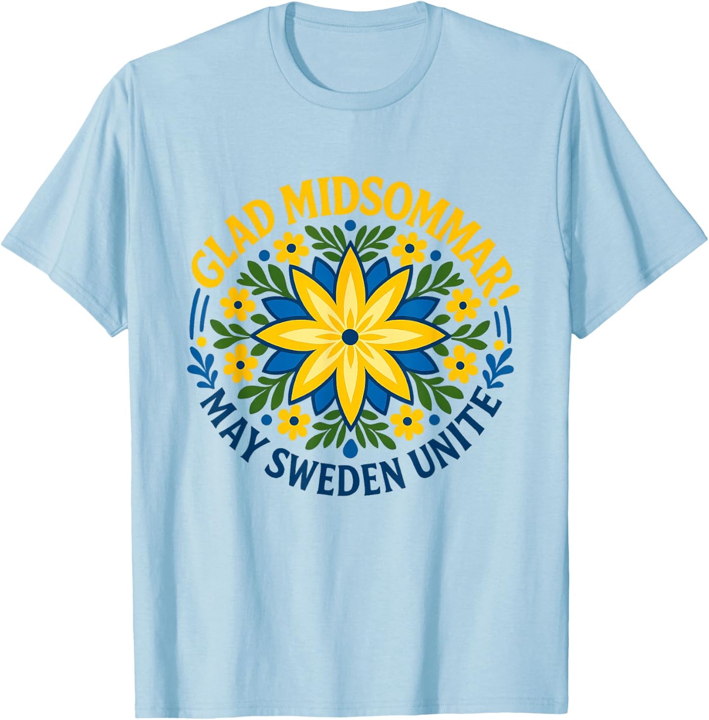 Midsommar Festival Sweden Culture Nordic Folk Art Swedish T-Shirt - T-Shirt | Light Blue