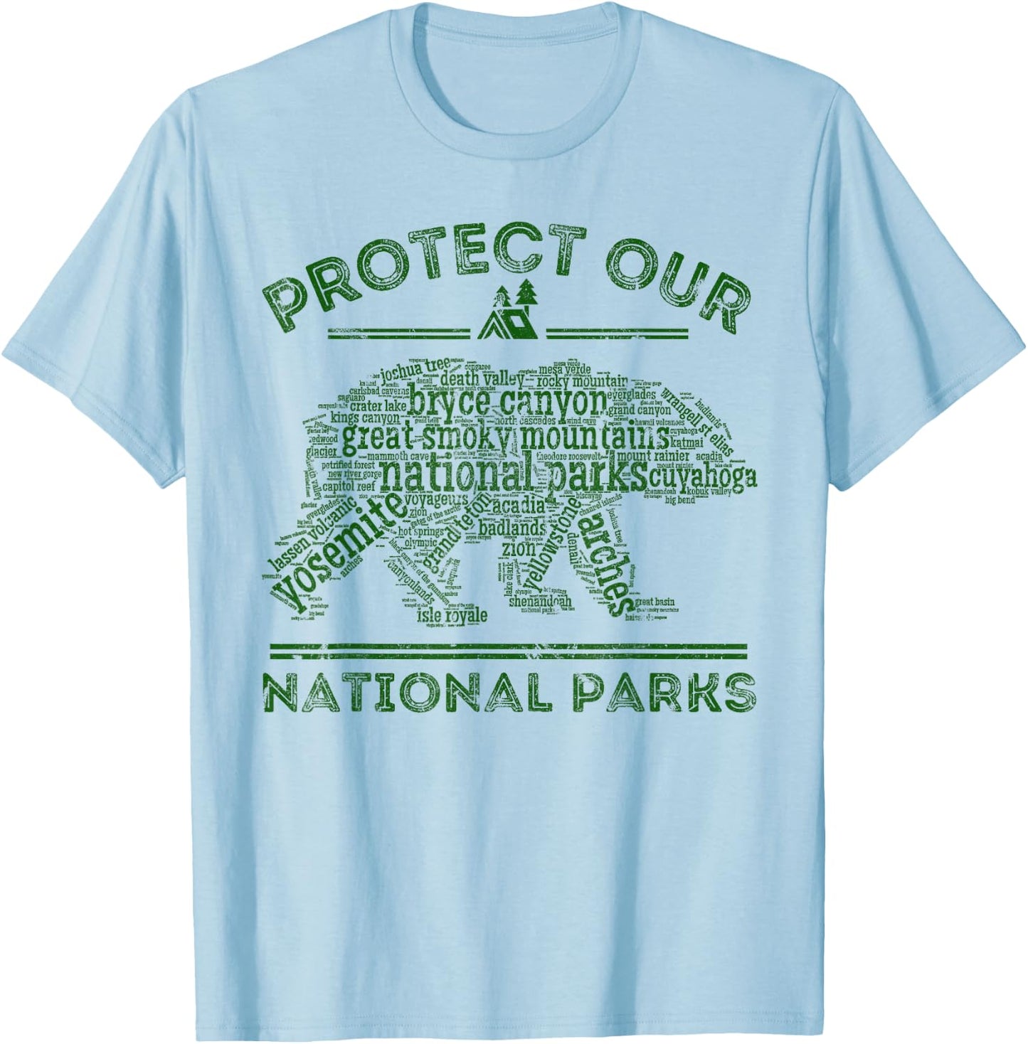 Protect Our Parks National Park Bear Hiking Nature T-Shirt - T-Shirt | Light Blue