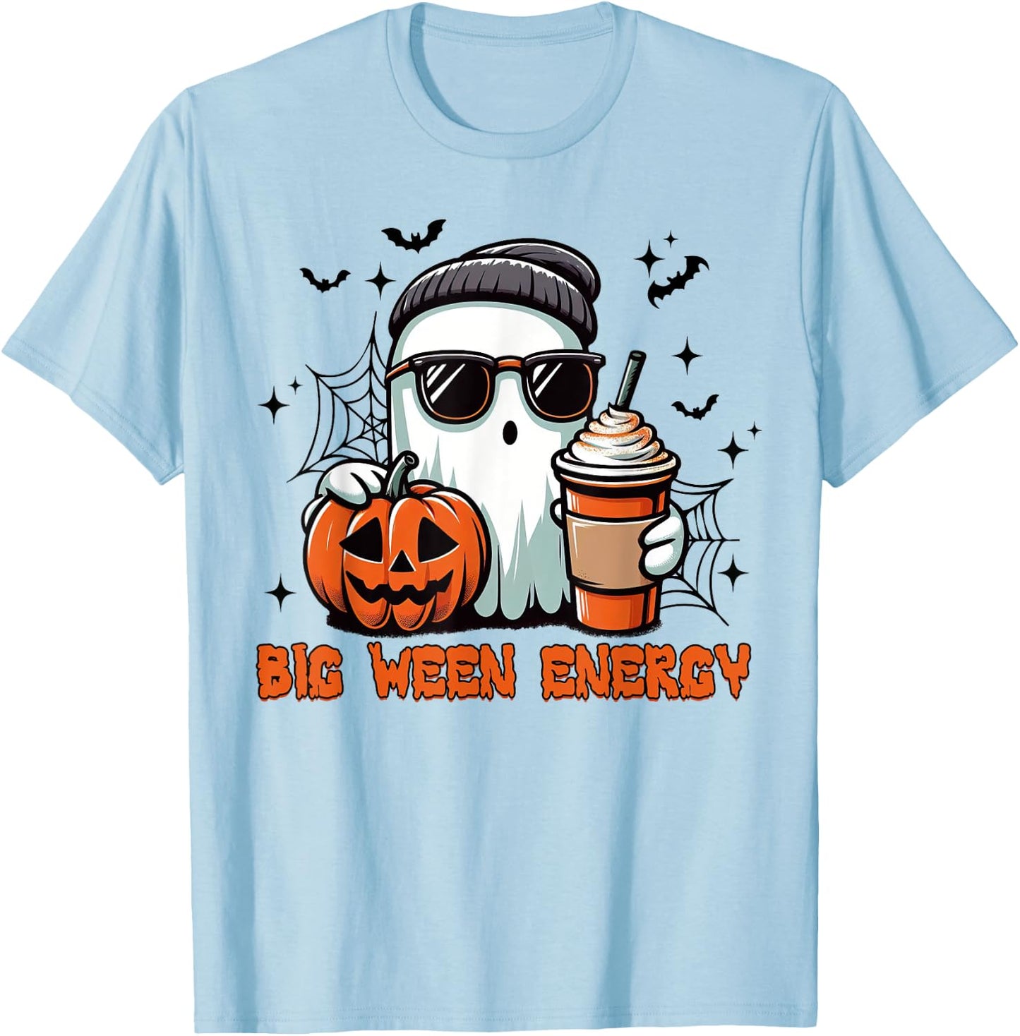 Big Ween Energy Ghost Sunglasses T-Shirt - T-Shirt | Light Blue