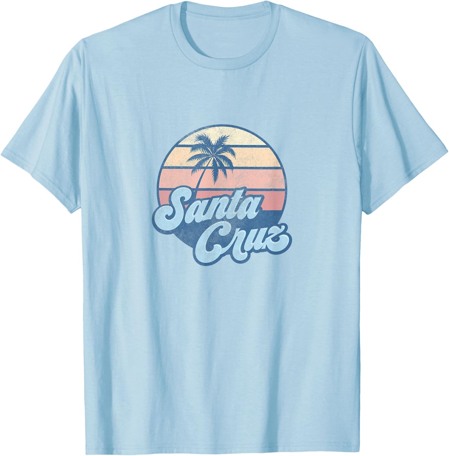 Santa Cruz California CA T Shirt Vintage 70s Surfer T-Shirt - T-Shirt | Light Blue