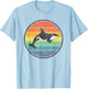 Orca Retro Sunset - Whale Ocean Sea Distressed T-Shirt - T-Shirt | Light Blue