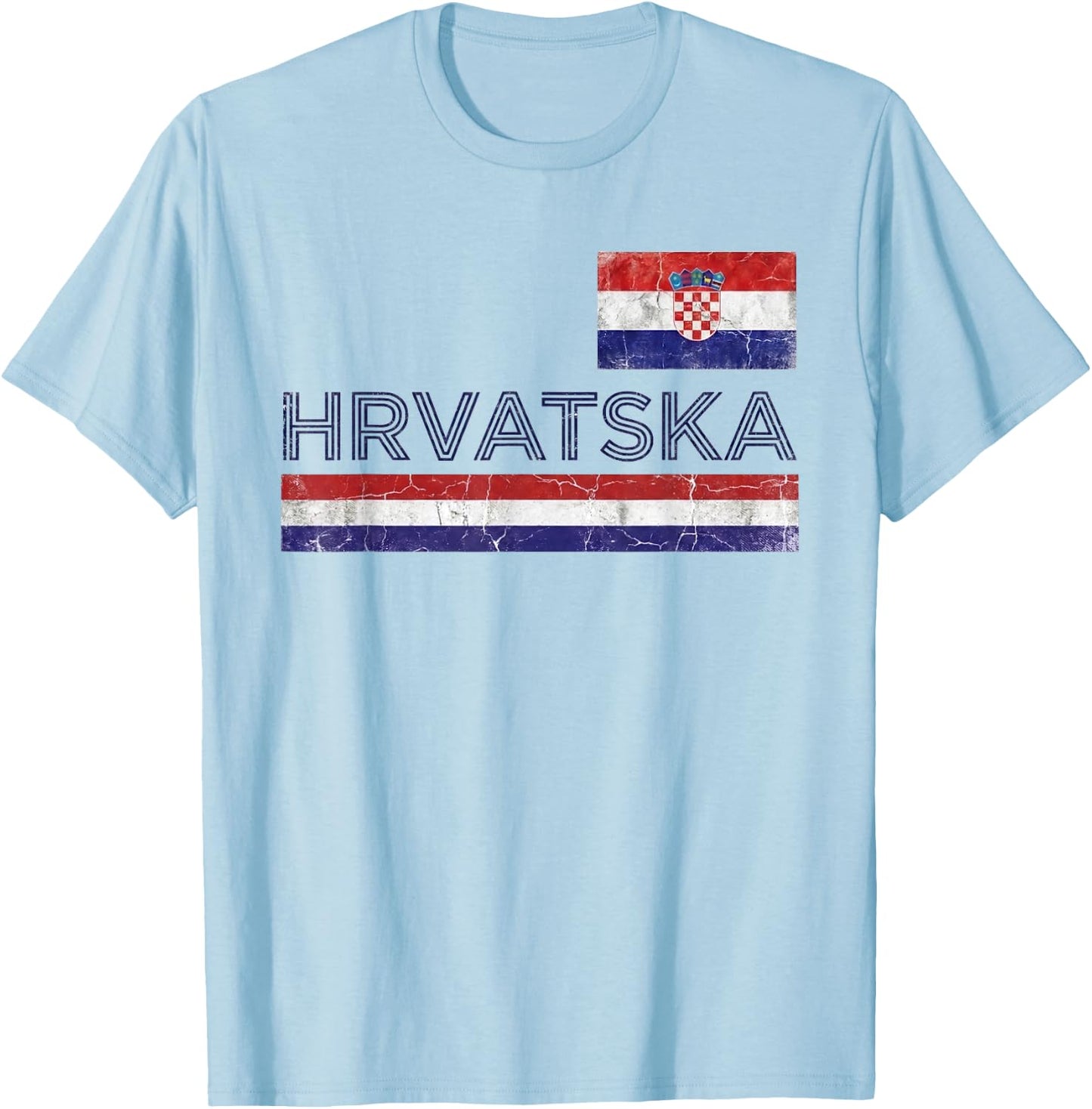 Croatia Hrvatska Flag Zagreb Croatian Jersey Retro T-Shirt - T-Shirt | Light Blue