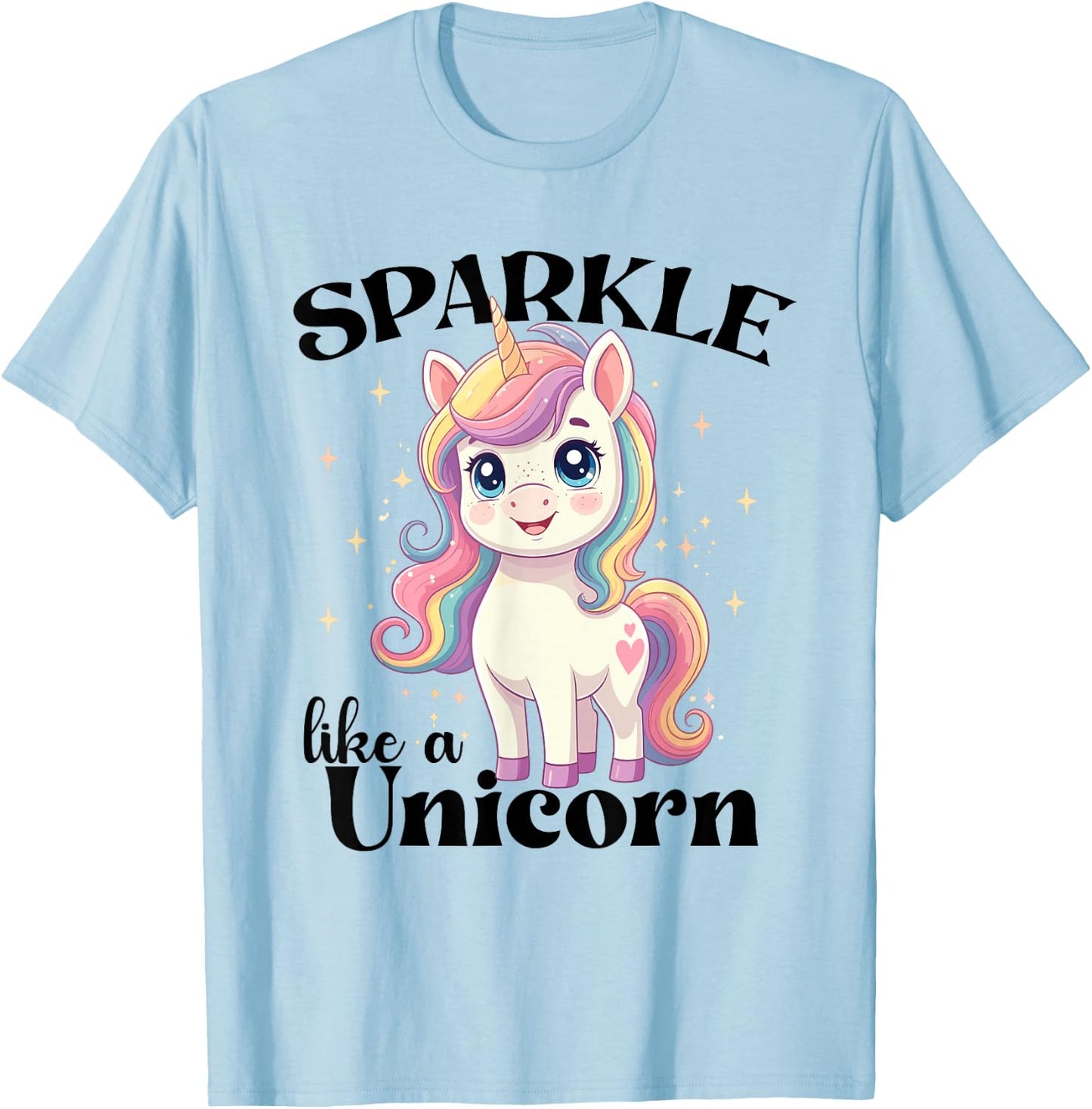 Cute Kawaii Sparkly Unicorn Pastel Magic Rainbow Fantasy T-Shirt - T-Shirt | Light Blue