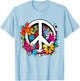 Peace Symbol Sign Flowers Peace Flower Power Peace Sign , White T-Shirt - T-Shirt | Light Blue