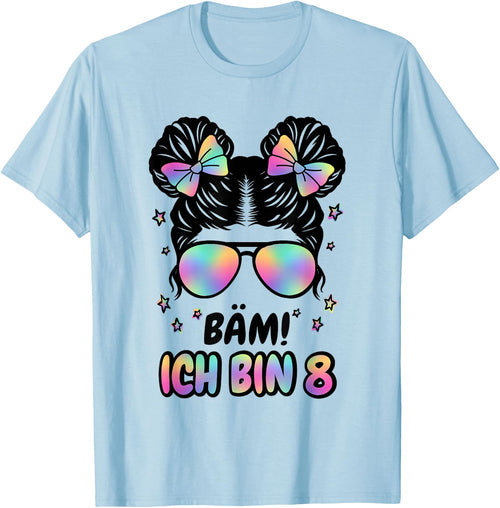 8. Geburtstag Mädchen Messy Bun Bäm! Ich Bin Acht