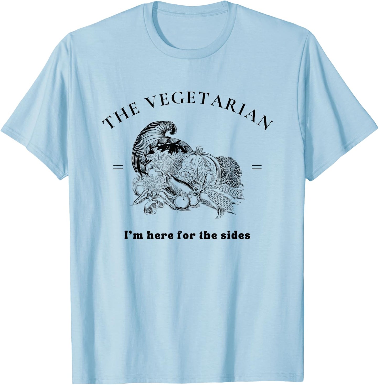 KCreations Vegetarian Thanksgiving Funny Retro , -Kids & Adults, White, Small, Short Sleeve, , Pull On, Regular Fit, Cotton 65% Polyester 35% T-Shirt - T-Shirt | Light Blue