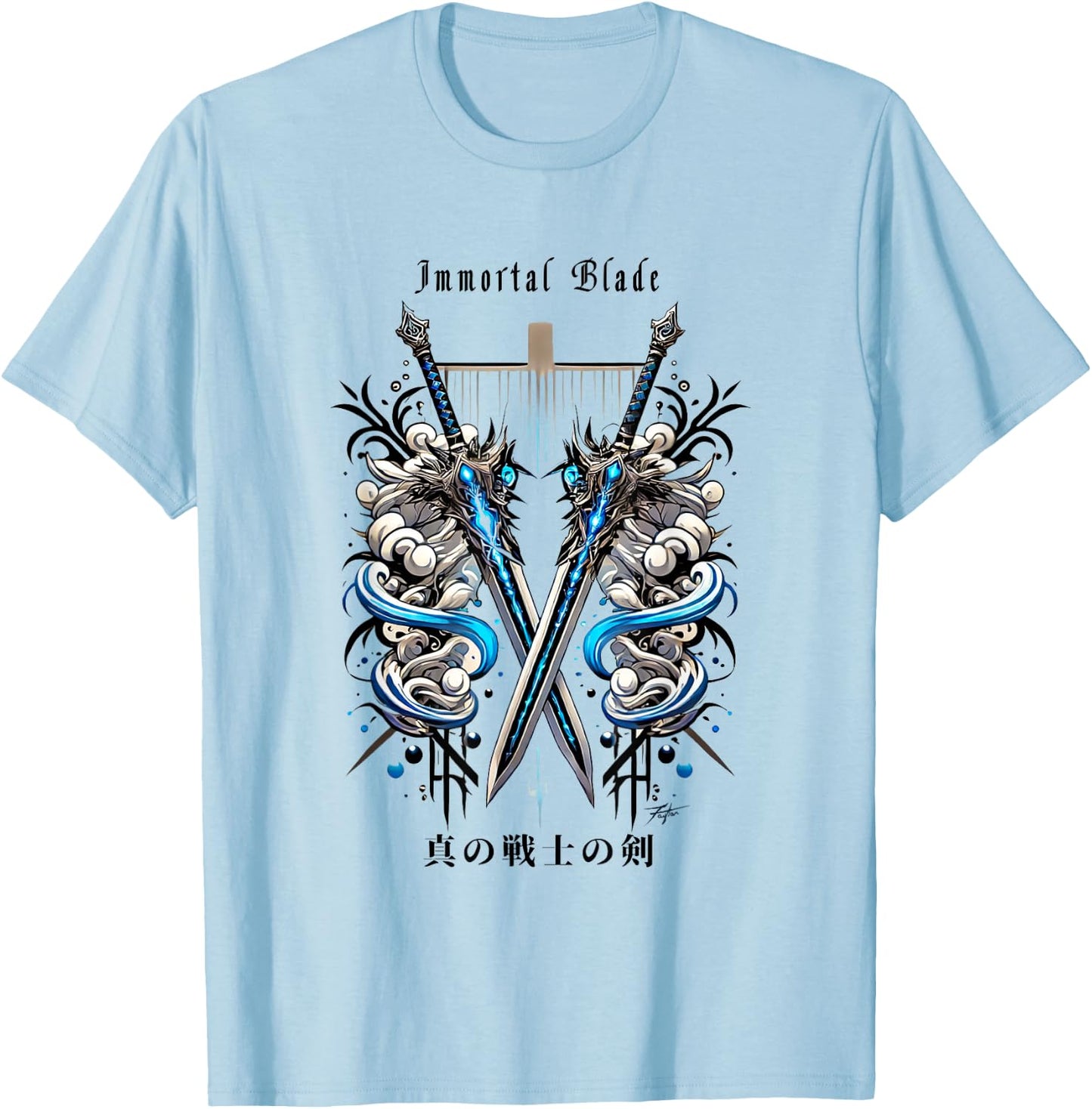 Immortal Blade in Japanese Anime retro vaporwave aesthetic T-Shirt - T-Shirt | Light Blue