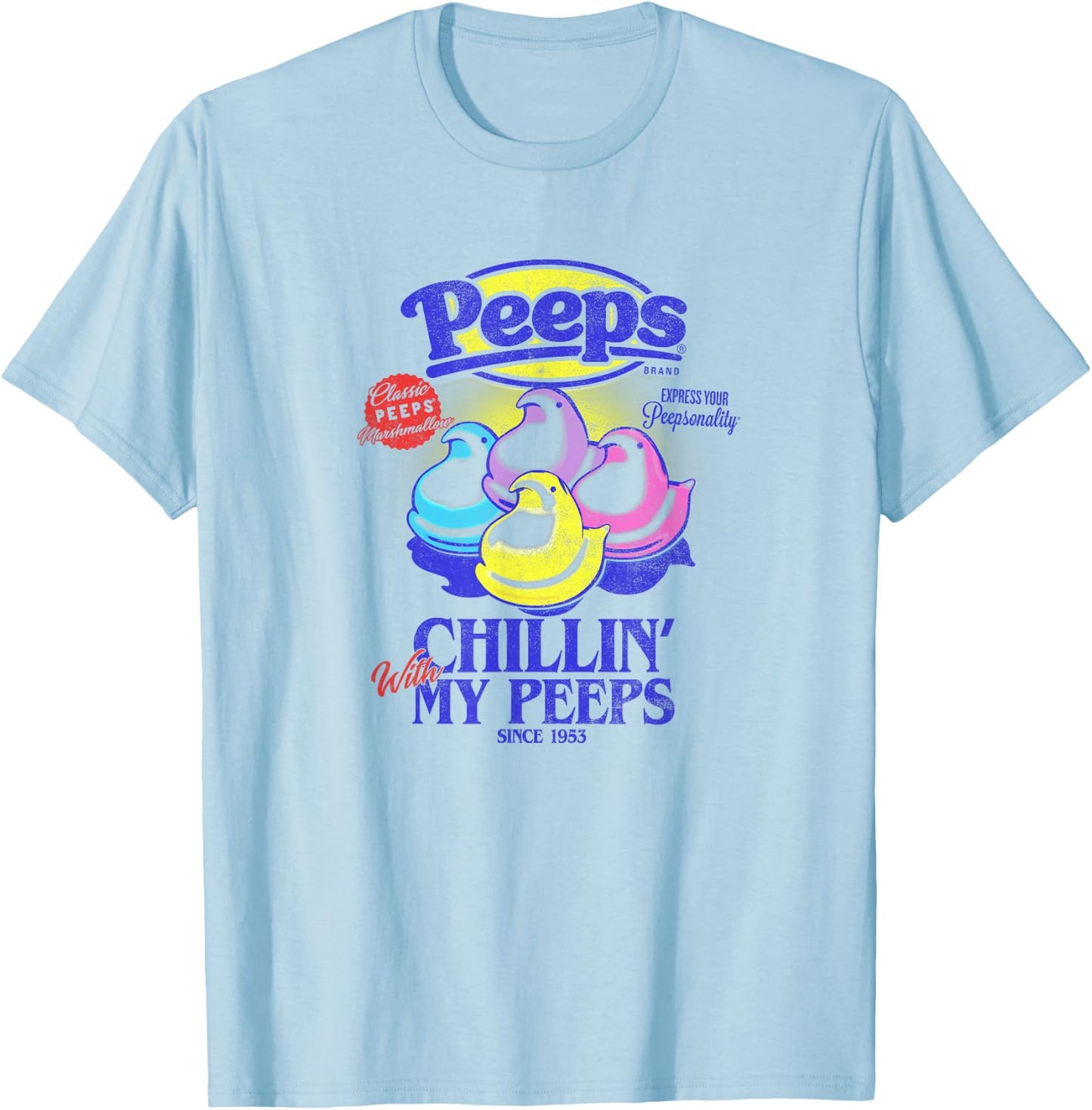 Peeps Easter Chillin' With My Peeps Since 1953 T-Shirt - T-Shirt | Light Blue