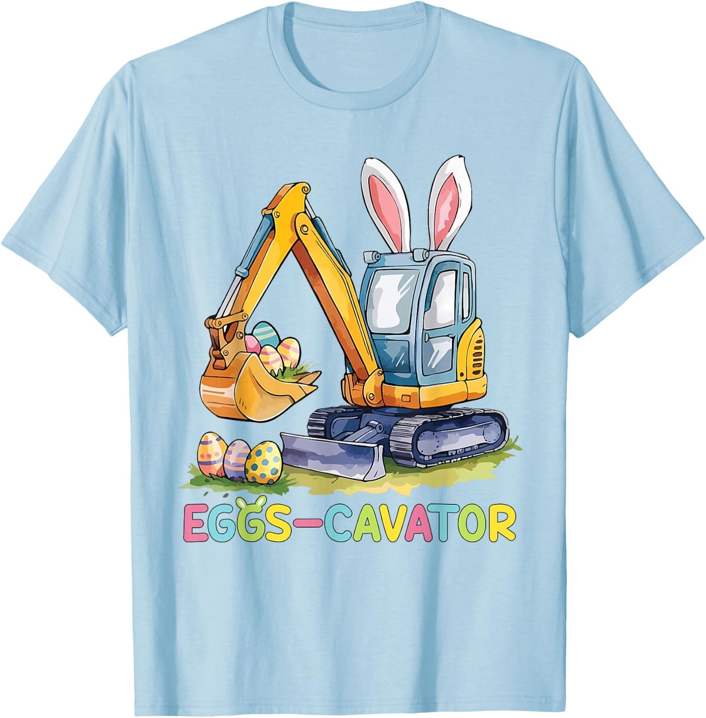 Eggscavator Easter Egg Hunt Construction Trucks Boys Toddler T-Shirt - T-Shirt | Light Blue