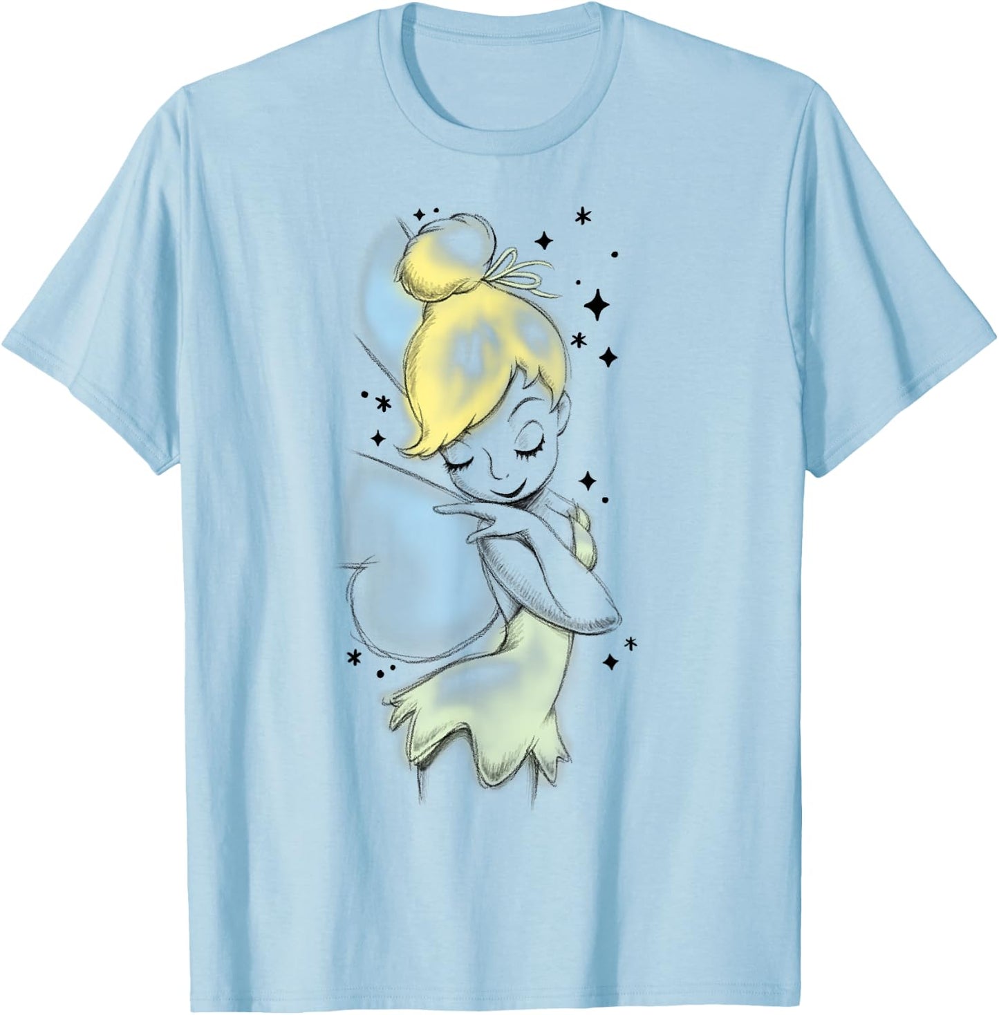 Disney Peter Pan Tinkerbell Airbrush Style Sketch T-Shirt - T-Shirt | Light Blue