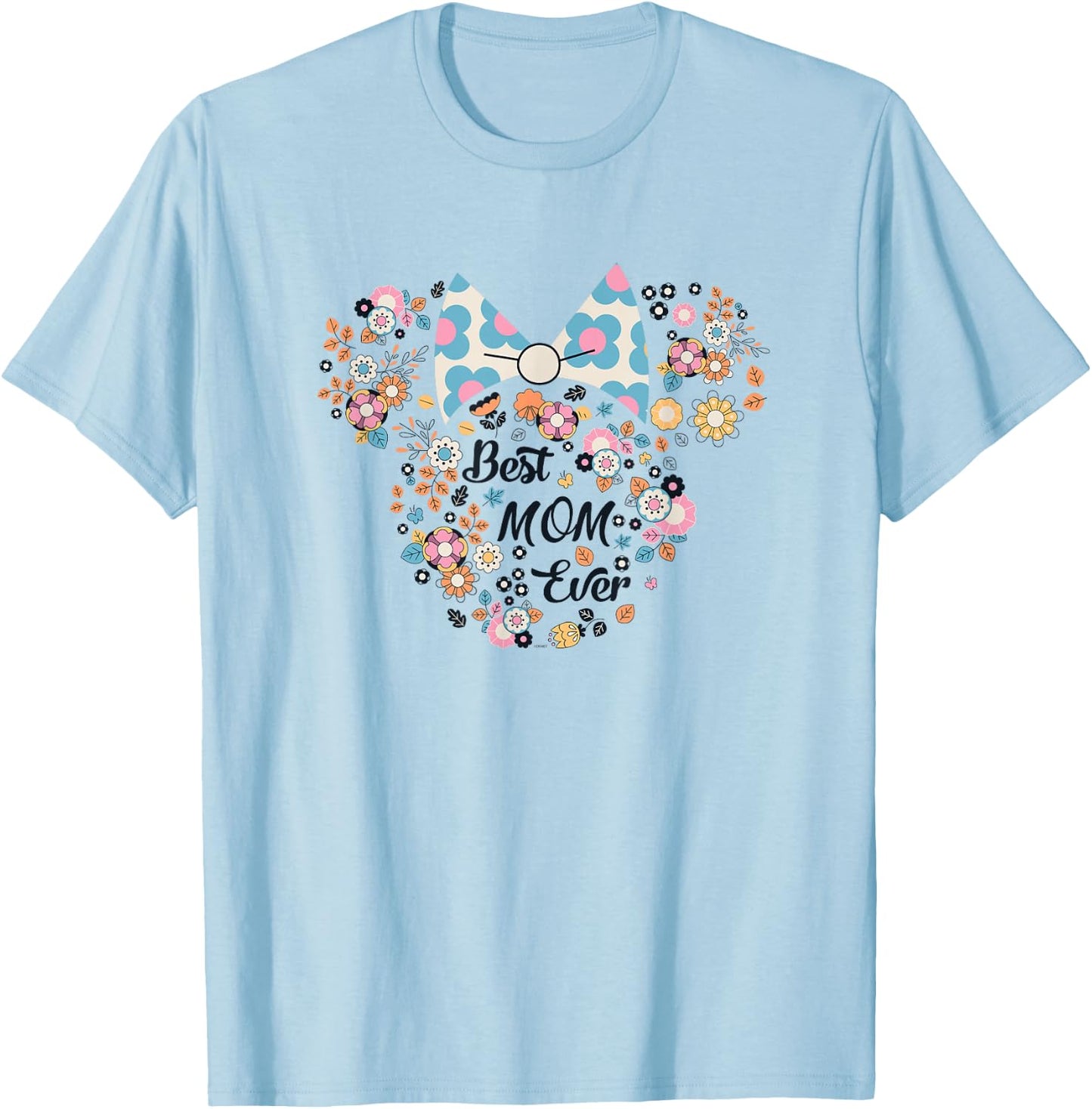 Disney Minnie Mouse Best Mom Ever Icon Flowers Mother’s Day T-Shirt - T-Shirt | Light Blue