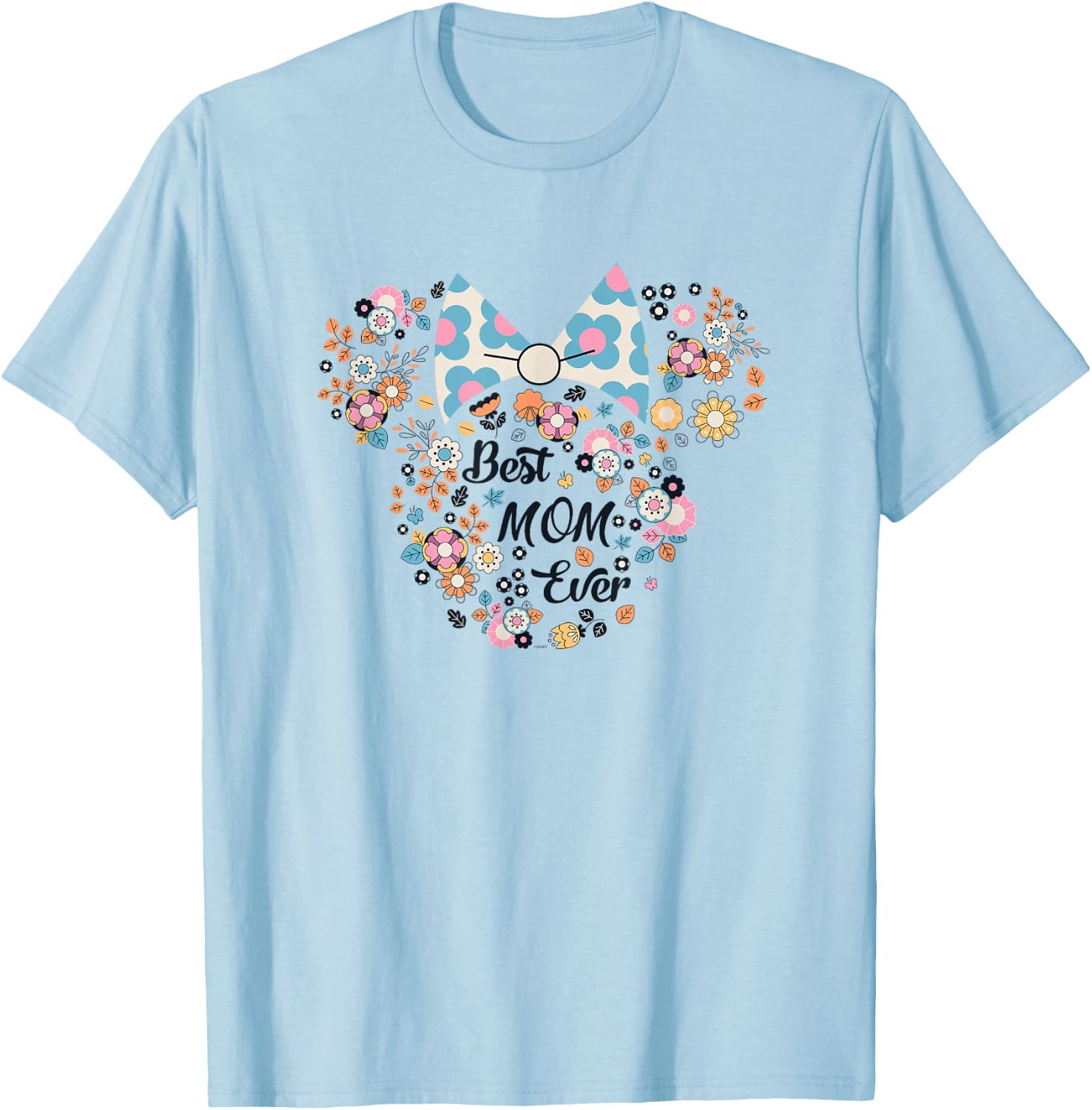 Disney Minnie Mouse Best Mom Ever Icon Flowers Mother’s Day T-Shirt - T-Shirt | Light Blue