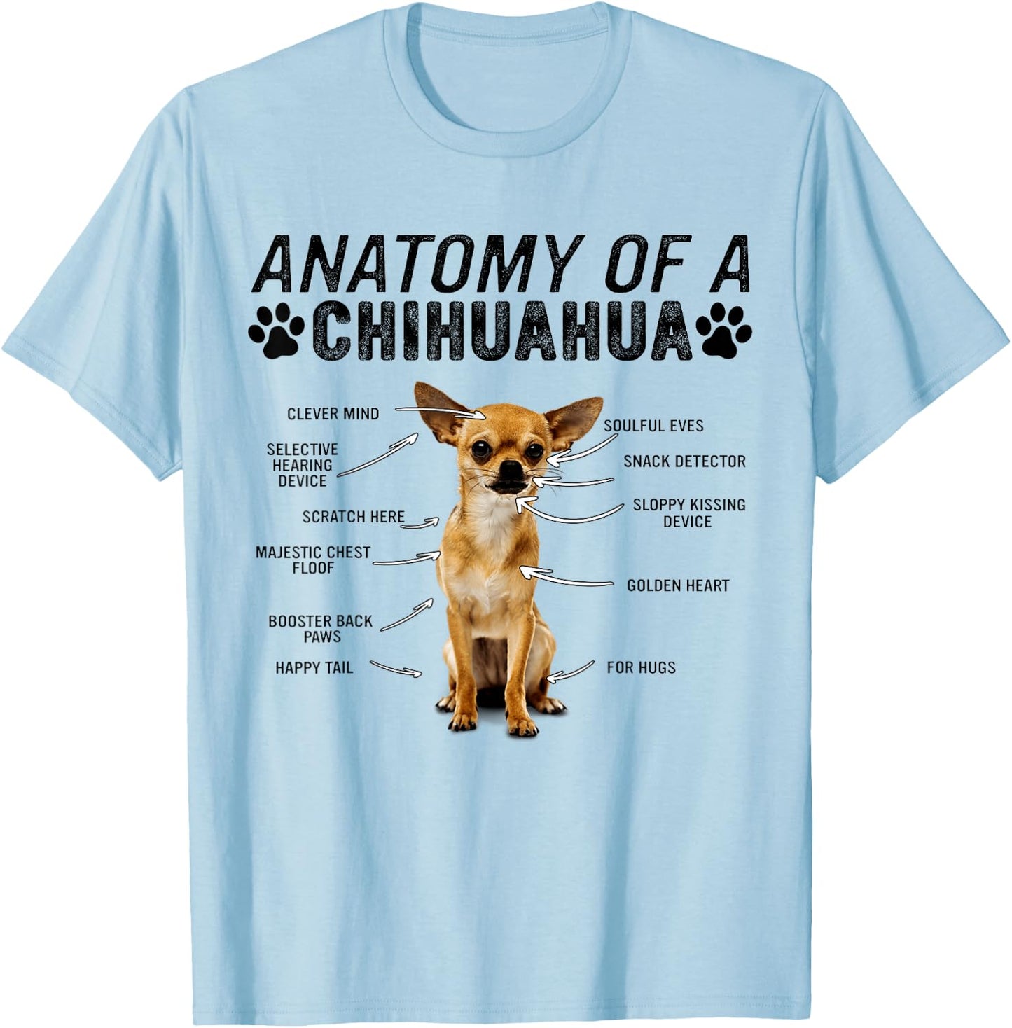 Anatomy of a Chihuahua Dog Funny Chihuahua T-Shirt - T-Shirt | Light Blue