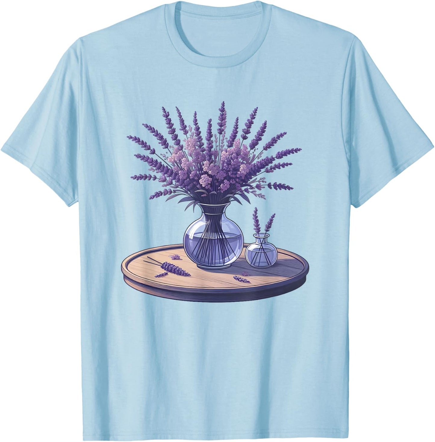 Lavender Flower , white, S T-Shirt - T-Shirt | Light Blue