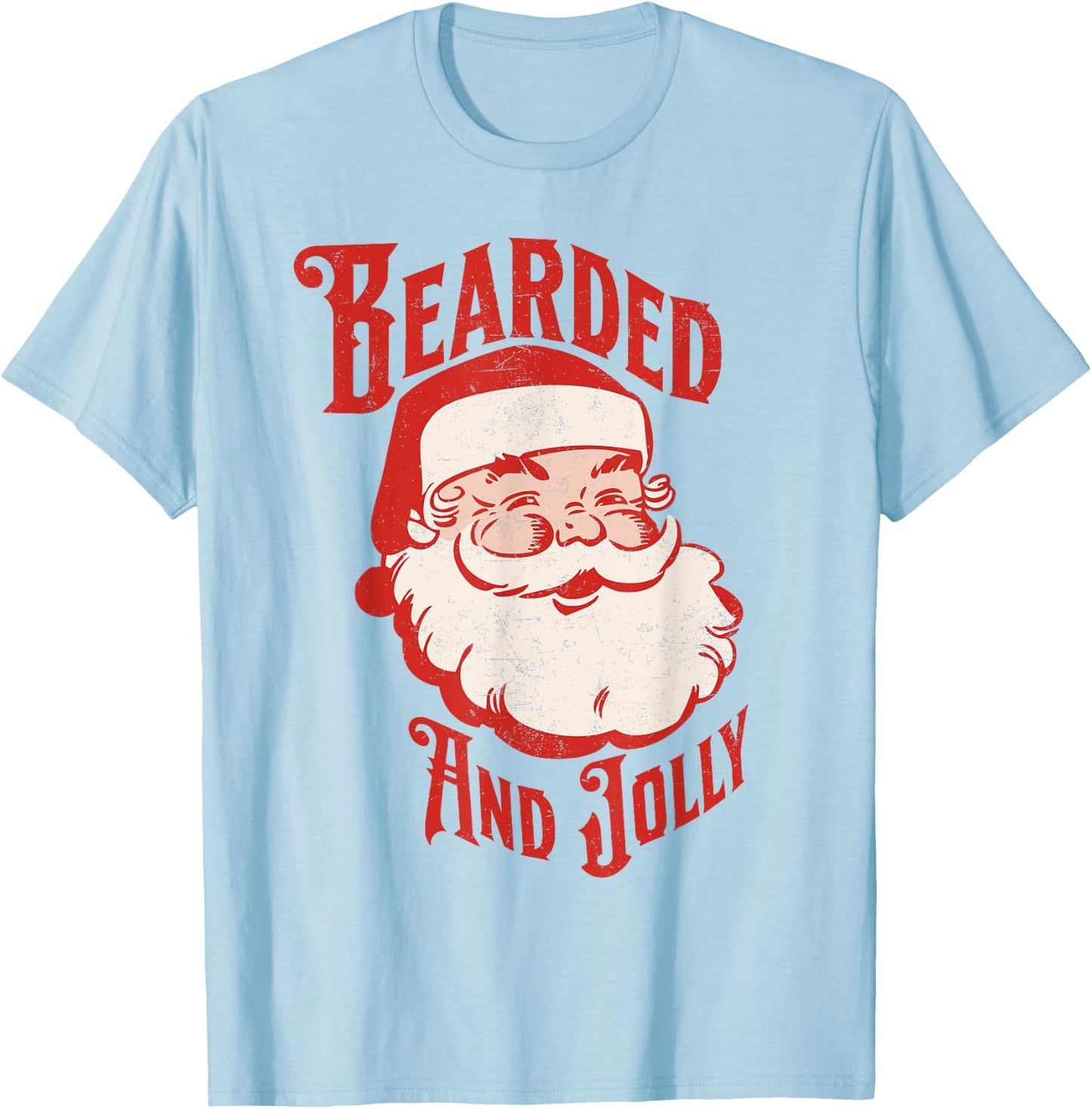 Bearded And Vintage Jolly Funny Santa Christmas Men Apparel T-Shirt - T-Shirt | Light Blue