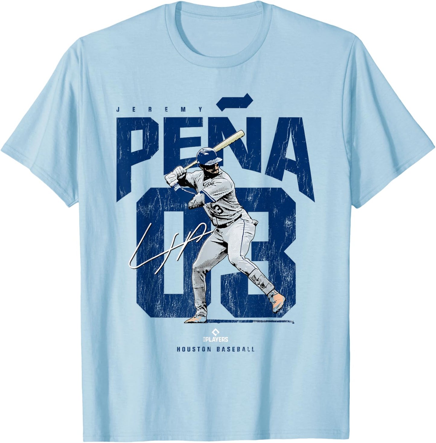 Jeremy Peña | Houston Baseball Players | MLBJPE3901 T-Shirt - T-Shirt | Light Blue