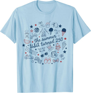 Retro The Summer USA Turned 250 America 250th Anniversary T-Shirt - T-Shirt | Light Blue