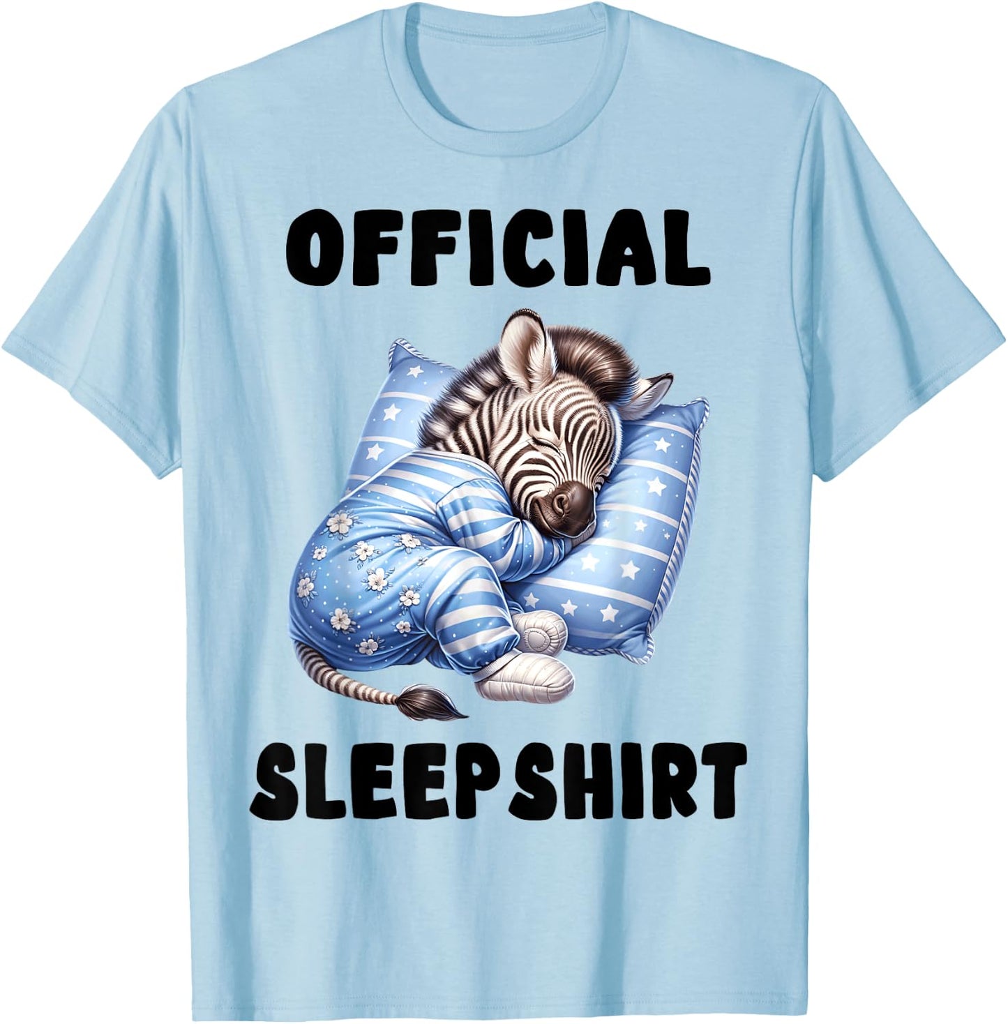 Zebra - Official Sleepshirt Pajamas Nightgown T-Shirt - T-Shirt | Light Blue