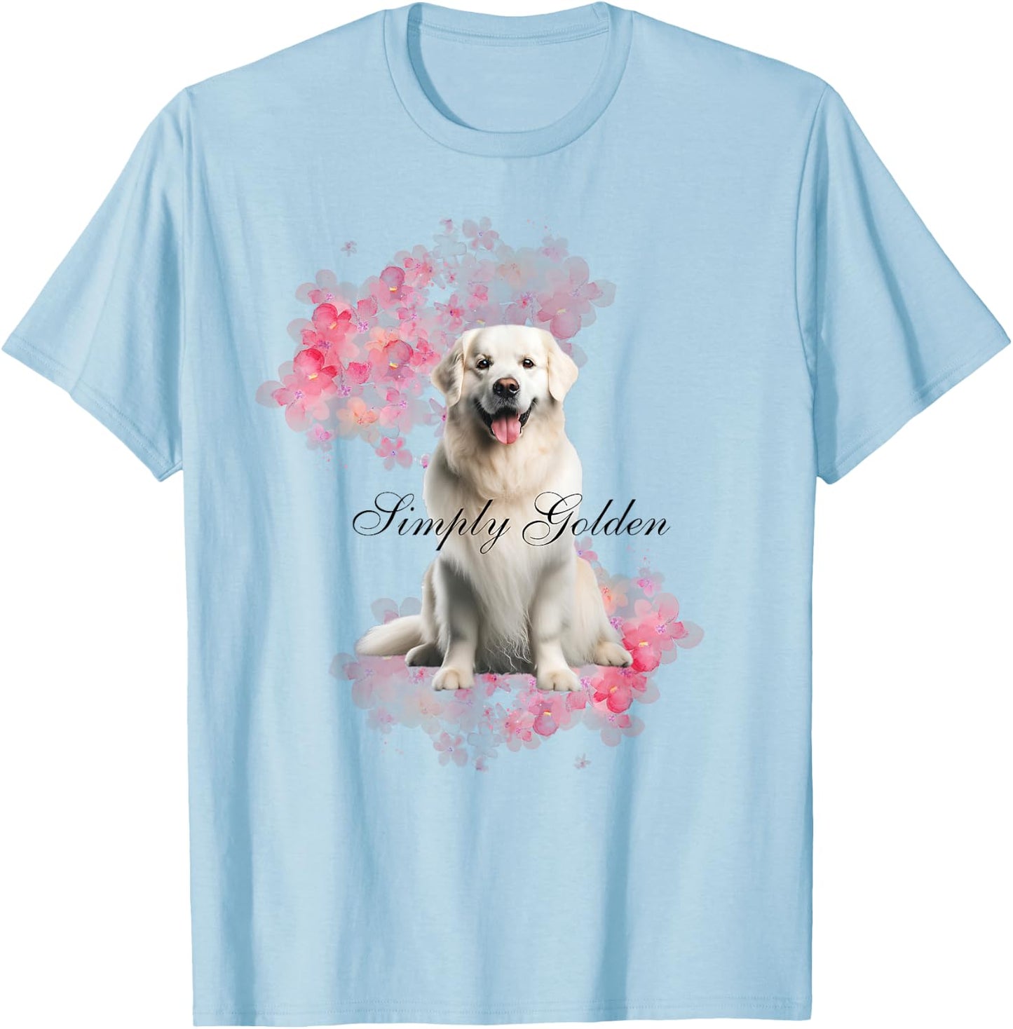White English Cream Golden Retriever Kids Simply Golden T-Shirt - T-Shirt | Light Blue