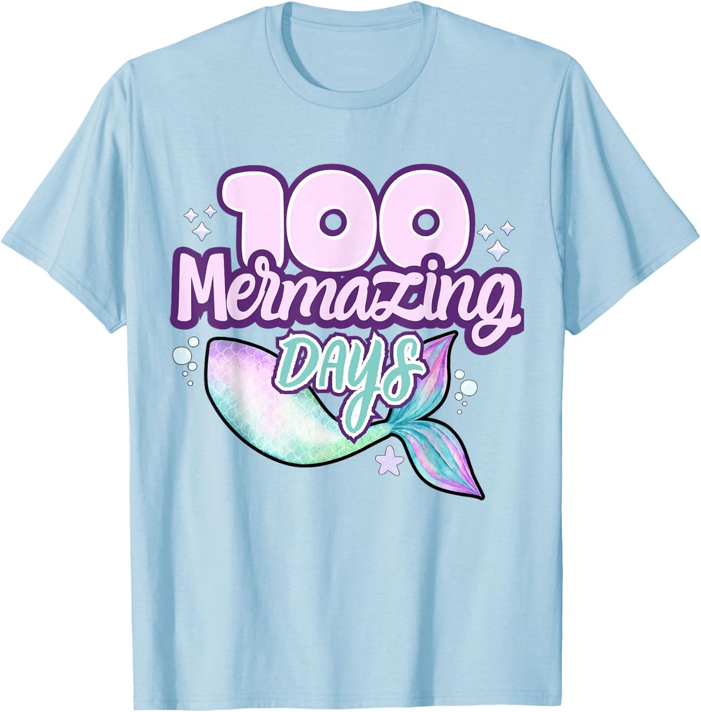 100 Mermazing Days Of School 100th Day Of School Mermaid T-Shirt - T-Shirt | Light Blue